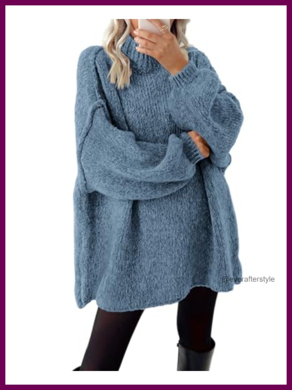 Oversized Mock Neck Cable Knit Long Sleeve Pullover Sweater Womens